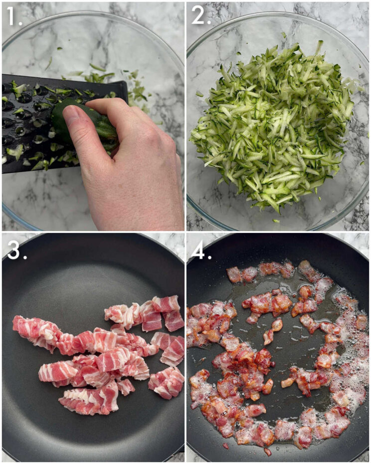 how to make courgette bacon pasta 4 step by step photos showing how to make courgette bacon pasta