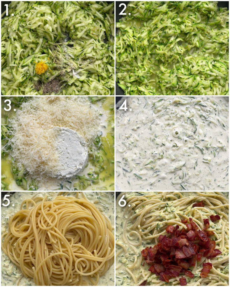 how to make creamy courgette pasta 6 step by step photos showing how to make creamy courgette pasta